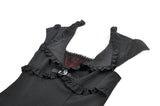 Gothic Punk Mini Dress with Ruffled Collar and Tiered Cake Skirt DW1186