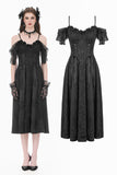 Gothic Romantic Jacquard Gown with Lace Cap Sleeves  DW1189