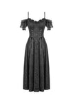 Gothic Romantic Jacquard Gown with Lace Cap Sleeves  DW1189