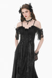 Gothic Romantic Jacquard Gown with Lace Cap Sleeves  DW1189