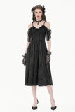 Gothic Romantic Jacquard Gown with Lace Cap Sleeves  DW1189