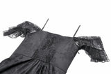 Gothic Romantic Jacquard Gown with Lace Cap Sleeves  DW1189