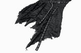 Post-Apocalyptic Black Dress with Shredded Texture and Metallic Buckle Harness DW1191