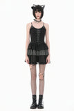 Midnight Stripe - Gothic Punk Tiered Dress with Contrast Stripes and Ruffled Hem DW1193