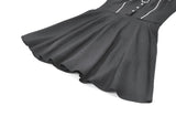 Dark Punk Halter Dress with Metallic Buckles and Front Zipper Detail DW1194