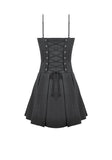 Dark Punk Camisole Dress with Studded Neckline, Triple Buckle Waist and Pleated A-Line Skirt DW1196