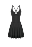 Dark Punk Style Black Mini Dress with Cut-out Cross Straps  DW1197