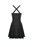 Dark Punk Style Black Mini Dress with Cut-out Cross Straps  DW1197