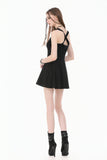 Dark Punk Style Black Mini Dress with Cut-out Cross Straps  DW1197