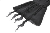 Gothic Black Chiffon Off-the-Shoulder Dress with Crescent Moon Charm and Layered Ruffle Hem DW1200