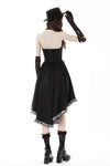 Black cross necktie striped prom high low dress DW773