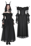 Gothic Black Tulle Feather Fantasy dress DW780