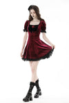 Gothic wine red rose romantic date dress DW789