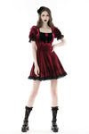 Gothic wine red rose romantic date dress DW789