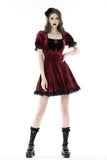 Gothic wine red rose romantic date dress DW789