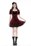 Gothic wine red rose romantic date dress DW789