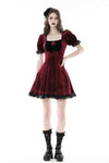 Gothic wine red rose romantic date dress DW789