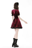 Gothic wine red rose romantic date dress DW789