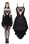 Gothic girl rose in pink heart high low dress DW790