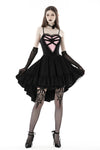 Gothic girl rose in pink heart high low dress DW790