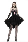 Gothic girl rose in pink heart high low dress DW790