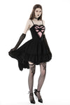 Gothic girl rose in pink heart high low dress DW790