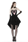 Gothic girl rose in pink heart high low dress DW790