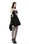 Gothic girl rose in pink heart high low dress DW790