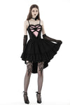 Gothic girl rose in pink heart high low dress DW790