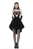 Gothic girl rose in pink heart high low dress DW790