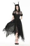 Gothic Dark Night Elf winged hem mesh dress DW796