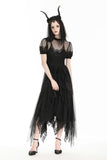 Gothic Dark Night Elf winged hem mesh dress DW796