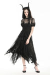 Gothic Dark Night Elf winged hem mesh dress DW796