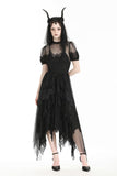 Gothic Dark Night Elf winged hem mesh dress DW796