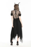 Gothic Dark Night Elf winged hem mesh dress DW796