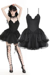 Gothic black swan tulle lace trim dress DW797