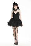 Gothic black swan tulle lace trim dress DW797