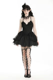 Gothic black swan tulle lace trim dress DW797