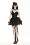 Gothic black swan tulle lace trim dress DW797