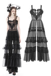 Gothic sexy transparent hearted layer lace mesh maxi dress DW814