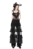 Gothic sexy transparent hearted layer lace mesh maxi dress DW814