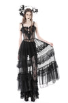 Gothic sexy transparent hearted layer lace mesh maxi dress DW814