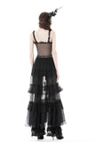 Gothic sexy transparent hearted layer lace mesh maxi dress DW814