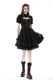 Gothic heart in red lace up dress DW836