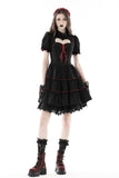 Gothic heart in red lace up dress DW836