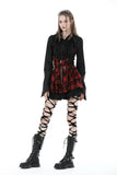 Punk rock red check frilly dress DW838