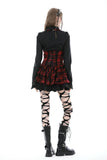 Punk rock red check frilly dress DW838