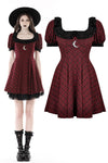 Devil magic moon red check dress  DW840