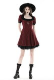 Devil magic moon red check dress  DW840