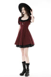 Devil magic moon red check dress  DW840